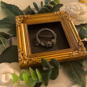 Vintage Art Deco Sterling Silver Floral Brooch